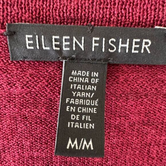 Eileen Fisher Sangria Organic Linen Cotton Blend V-Neck Long Sleeve Sweater SZ M - Picture 7 of 10